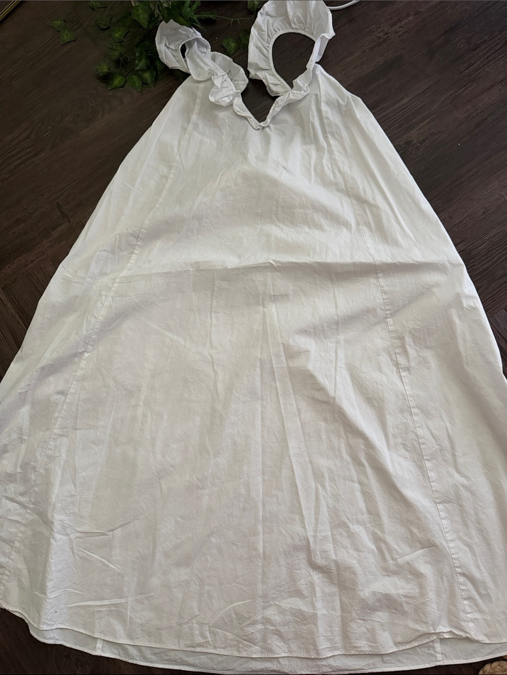 H&M White Ruffle-Strap Maxi Dress